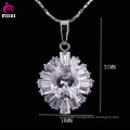 Fashion Flower Shape Design Copper Material Gold Plated CZ Pendant Necklace